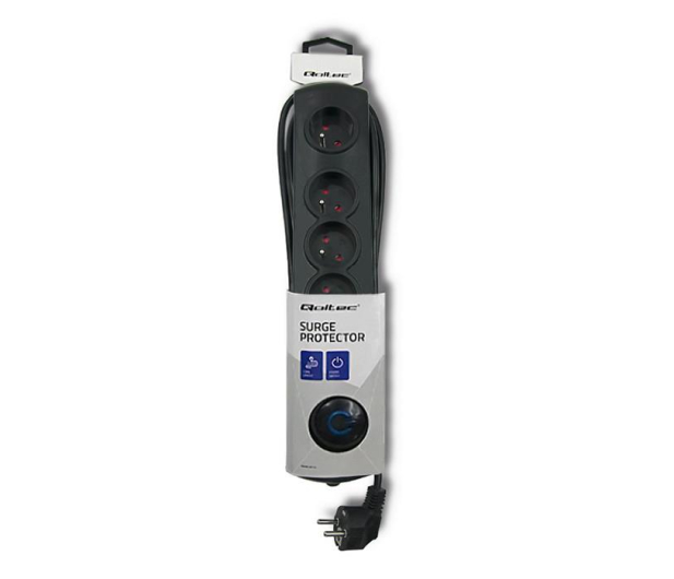 QOLTEC Listwa antyprzepięciowa - 5 gniazd, 1.8m, czarna 50269 - 574382 - zdjęcie 4